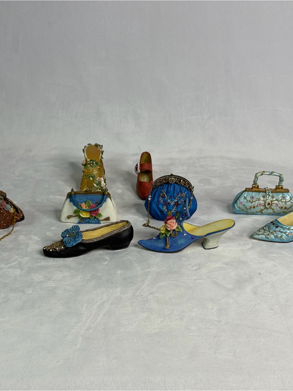 Miniature Women’s Shoes High Heels & Purses for Mini Decor Nostalgia Lot of 9